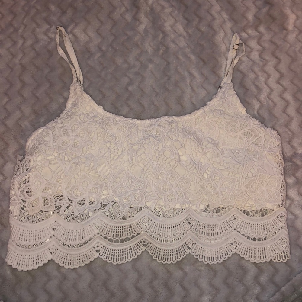White Lace Crop Top
